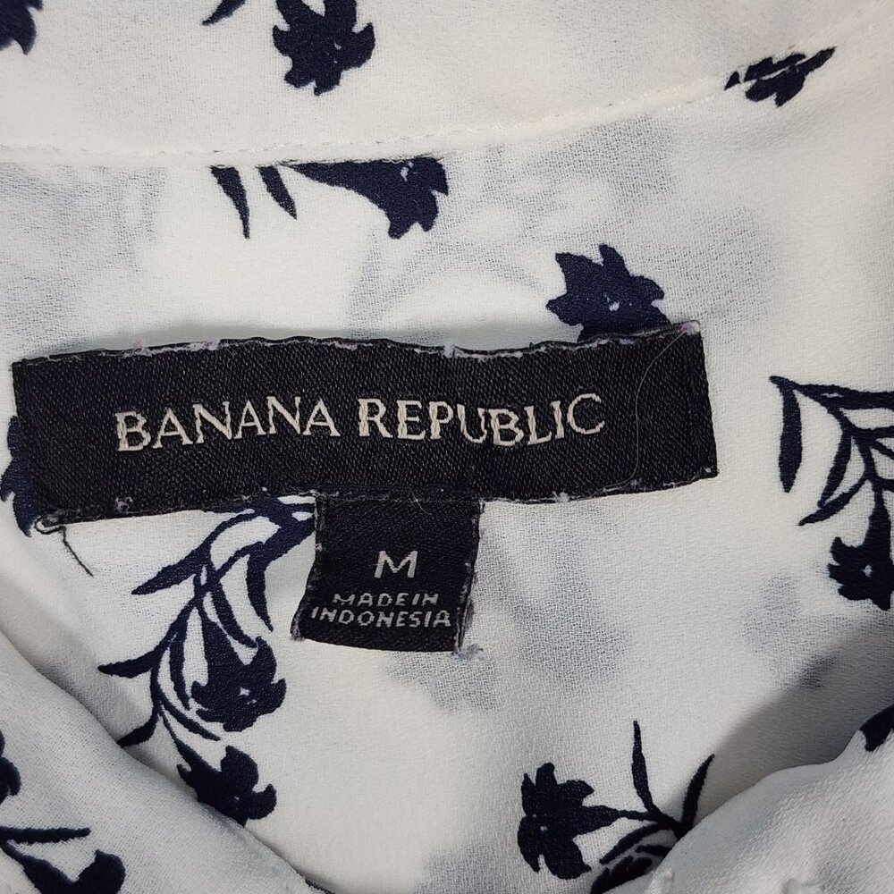 Banana Republic White Floral Riley Shirt Long Sleeve Button-Up Blouse Size M - Picture 9 of 16